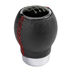 POMELLO "IKON-SPORT" NERO CUCITURE ROSSE, CON 6 EMBLEMI INTERCAMBIABILI